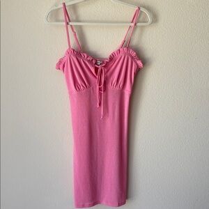 Pink Women's Dress with adjustable spaghetti straps  bow tie design NWOT